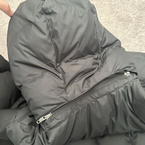 L.L. Bean Women’s M Down Parka Coat Quilted Black Hooded Winter Long Minimalist - Picture 10 of 14